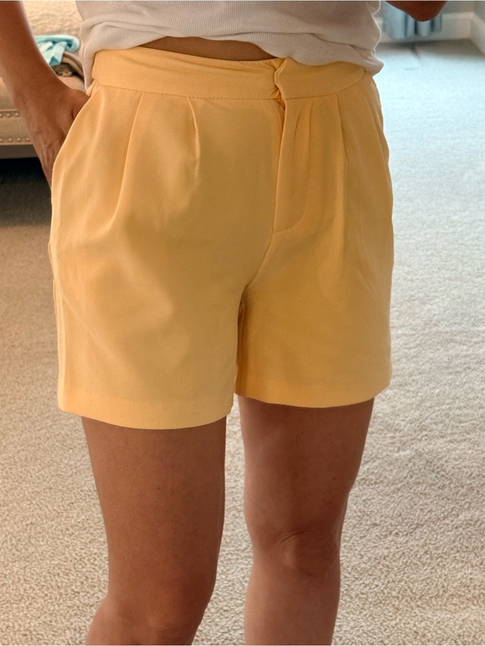VILA Soft butter yellow Tailored Bermuda Shorts